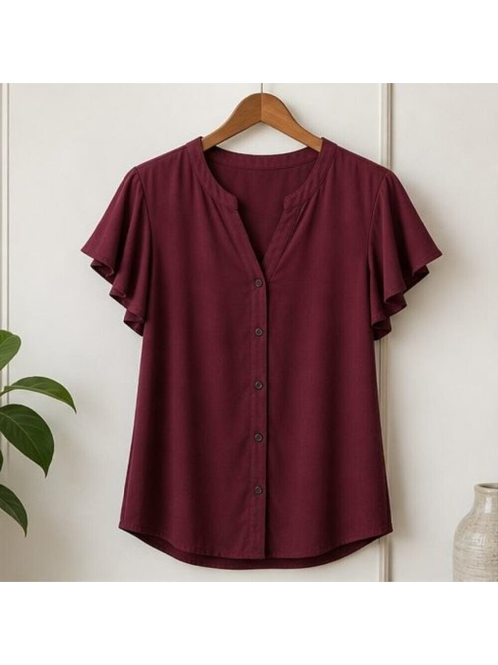 Burgundy Pleated Blouse